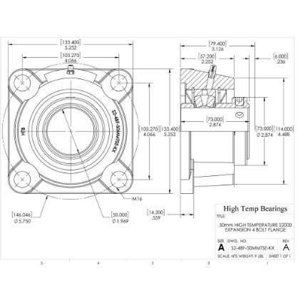 Picture of 50mm High Temperature S2000 Expansion 4 Bolt Flange Heavy Duty Bearing