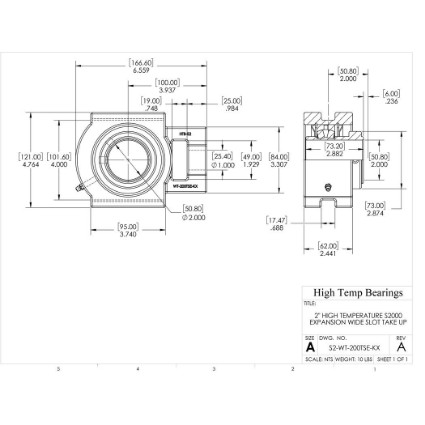 Picture of 2" High Temperature S2000 Expansion Wide Slot Take Up Heavy Duty Bearing