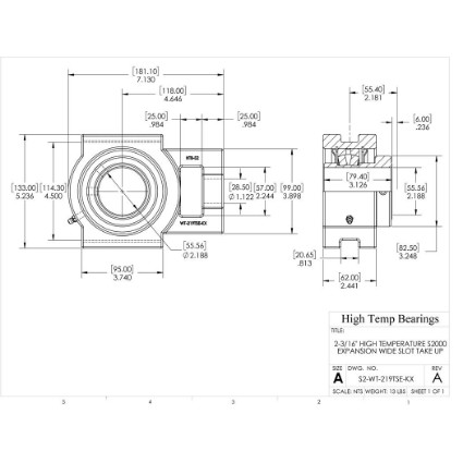 Picture of 2-3/16" High Temperature S2000 Expansion Wide Slot Take Up Heavy Duty Bearing
