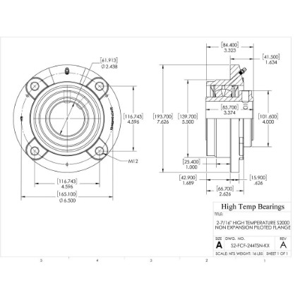 Picture of 2-7/16" High Temperature S2000 Non Expansion Piloted Flange Heavy Duty Bearing