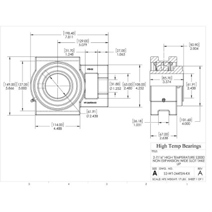 Picture of 2-7/16" High Temperature S2000 Non Expansion Wide Slot Take Up Heavy Duty Bearing