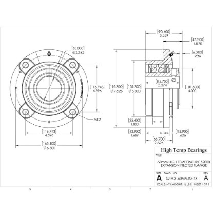 Picture of 60mm High Temperature S2000 Expansion Piloted Flange Heavy Duty Bearing