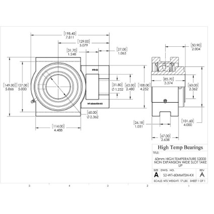 Picture of 60mm High Temperature S2000 Non Expansion Wide Slot Take Up Heavy Duty Bearing
