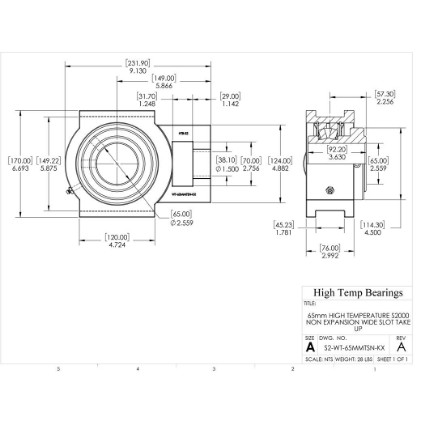 Picture of 65mm High Temperature S2000 Non Expansion Wide Slot Take Up Heavy Duty Bearing