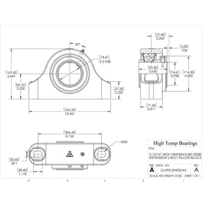 Picture of 2-15/16" High Temperature S2000 Expansion 2 Bolt Pillow Block Heavy Duty Bearing