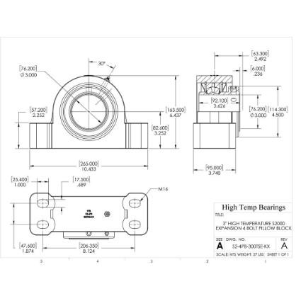 Picture of 3" High Temperature S2000 Expansion 4 Bolt Pillow Block Heavy Duty Bearing