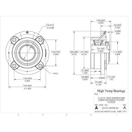 Picture of 2-15/16" High Temperature S2000 Expansion Piloted Flange Heavy Duty Bearing