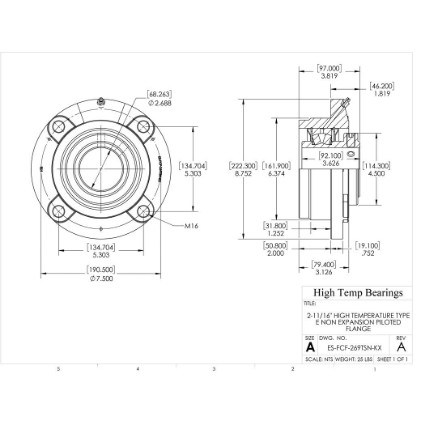 Picture of 2-11/16" High Temperature Type E Non Expansion Piloted Flange Heavy Duty Bearing