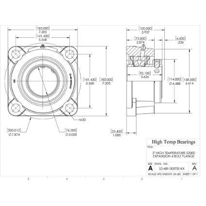 Picture of 3" High Temperature S2000 Expansion 4 Bolt Flange Heavy Duty Bearing