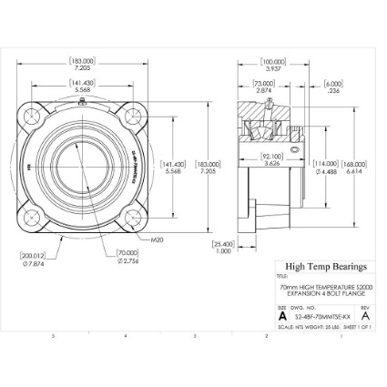 Picture of 70mm High Temperature S2000 Expansion 4 Bolt Flange Heavy Duty Bearing