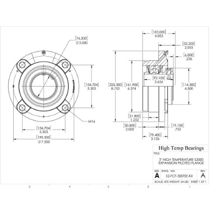 Picture of 3" High Temperature S2000 Expansion Piloted Flange Heavy Duty Bearing