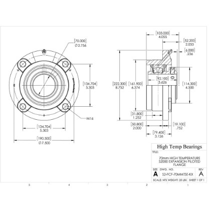 Picture of 70mm High Temperature S2000 Expansion Piloted Flange Heavy Duty Bearing