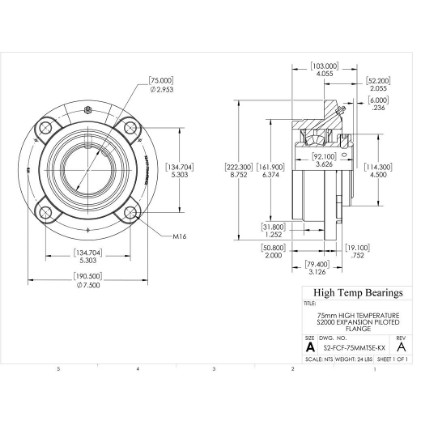 Picture of 75mm High Temperature S2000 Expansion Piloted Flange Heavy Duty Bearing