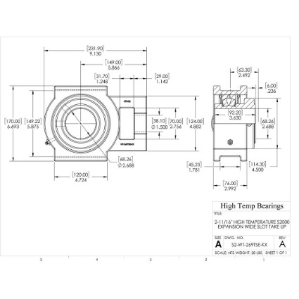Picture of 2-11/16" High Temperature S2000 Expansion Wide Slot Take Up Heavy Duty Bearing