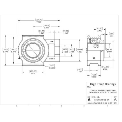 Picture of 3" High Temperature S2000 Expansion Wide Slot Take Up Heavy Duty Bearing
