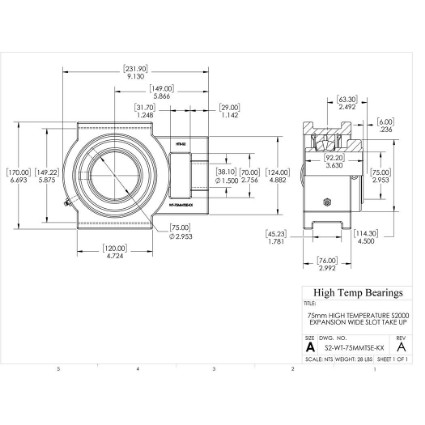Picture of 75mm High Temperature S2000 Expansion Wide Slot Take Up Heavy Duty Bearing