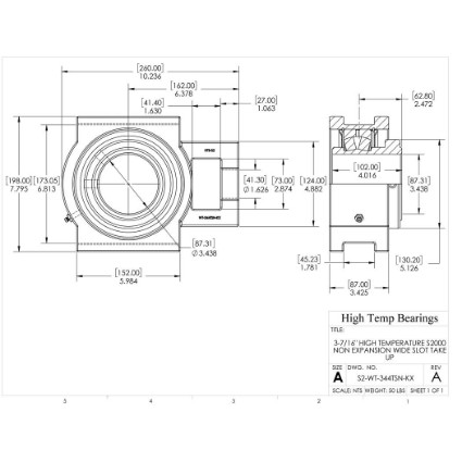 Picture of 3-7/16" High Temperature S2000 Non Expansion Wide Slot Take Up Heavy Duty Bearing