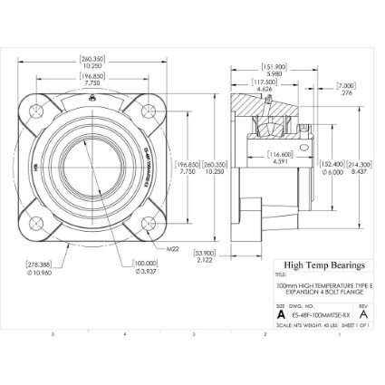 Picture of 100mm High Temperature Type E Expansion 4 Bolt Flange Heavy Duty Bearing