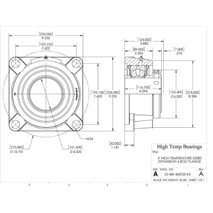 Picture of 4" High Temperature S2000 Expansion 4 Bolt Flange Heavy Duty Bearing