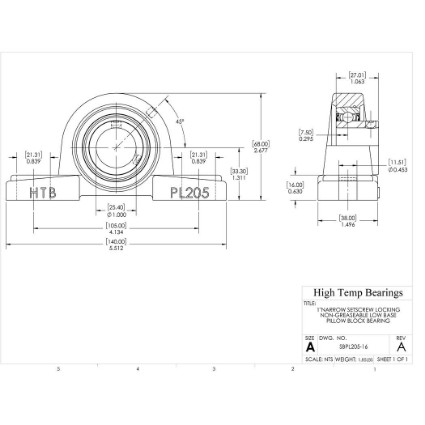 Picture of 1"Narrow Setscrew Locking Non-Greaseable Low Base Pillow Block Bearing