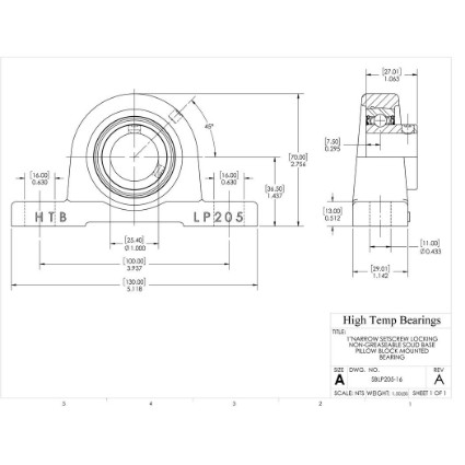 Picture of 1"Narrow Setscrew Locking Non-Greaseable Solid Base Pillow Block Mounted Bearing