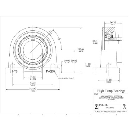 Picture of 45mm Narrow Setscrew Locking Tap Base Mounted Bearing