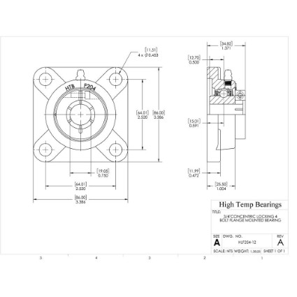 Picture of 3/4"Concentric Locking 4 Bolt Flange Mounted Bearing