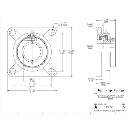 Picture of 1-15/16"Concentric Locking 4 Bolt Flange Mounted Bearing