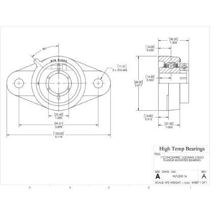 Picture of 1"Concentric Locking 2 Bolt Flange Mounted Bearing