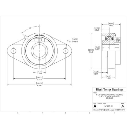 Picture of 1-1/4" 207 Concentric Locking 2 Bolt Flange Mounted Bearing