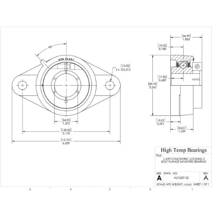 Picture of 1-3/8"Concentric Locking 2 Bolt Flange Mounted Bearing