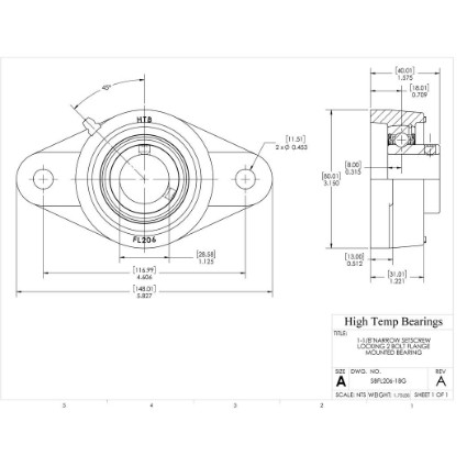 Picture of 1-1/8"Narrow Setscrew Locking 2 Bolt Flange Mounted Bearing