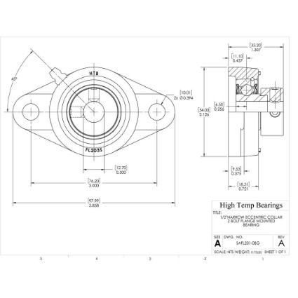 Picture of 1/2"Narrow Eccentric Collar 2 Bolt Flange Mounted Bearing