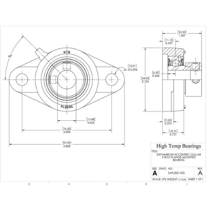 Picture of 5/8"Narrow Eccentric Collar 2 Bolt Flange Mounted Bearing