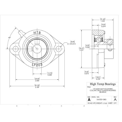 Picture of 1/2"Light Duty Eccentric Collar 2 Bolt Flange Mounted Bearing