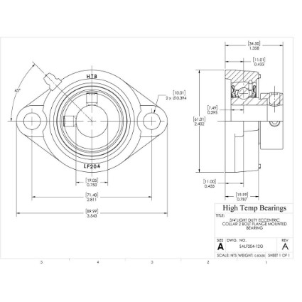 Picture of 3/4"Light Duty Eccentric Collar 2 Bolt Flange Mounted Bearing