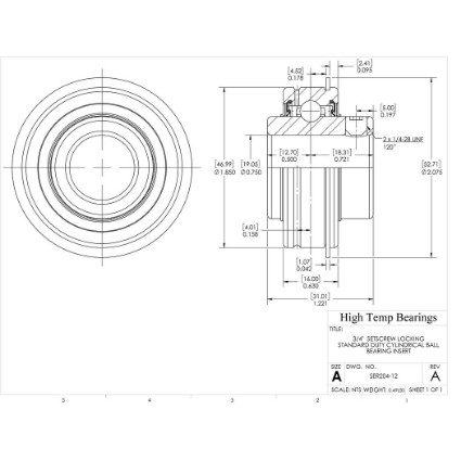 Picture of 3/4"  Setscrew Locking Standard Duty Cylindrical Ball Bearing Insert