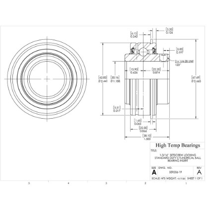 Picture of 1-3/16"  Setscrew Locking Standard Duty Cylindrical Ball Bearing Insert