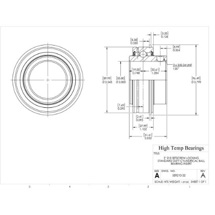 Picture of 2" 210 Setscrew Locking Standard Duty Cylindrical Ball Bearing Insert