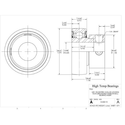 Picture of 5/8"  Eccentric Collar Locking Non-Greaseable Narrow Ball Bearing Insert