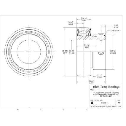Picture of 1"  Eccentric Collar Locking Non-Greaseable Narrow Ball Bearing Insert