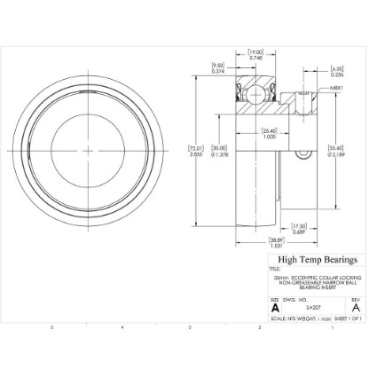 Picture of 35mm  Eccentric Collar Locking Non-Greaseable Narrow Ball Bearing Insert