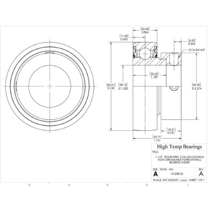 Picture of 1-1/2"  Eccentric Collar Locking Non-Greaseable Narrow Ball Bearing Insert