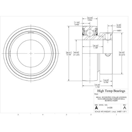 Picture of 40mm  Eccentric Collar Locking Non-Greaseable Narrow Ball Bearing Insert