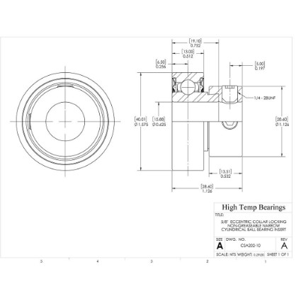 Picture of 5/8"  Eccentric Collar Locking Non-Greaseable Narrow Cylindrical Ball Bearing Insert