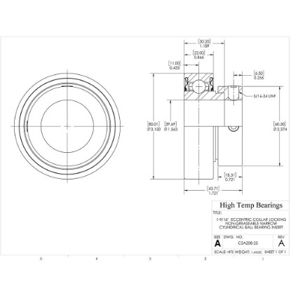Picture of 1-9/16"  Eccentric Collar Locking Non-Greaseable Narrow Cylindrical Ball Bearing Insert