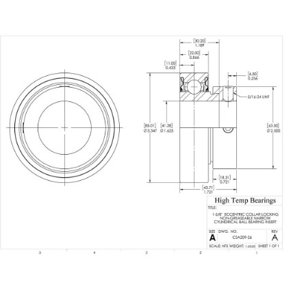 Picture of 1-5/8"  Eccentric Collar Locking Non-Greaseable Narrow Cylindrical Ball Bearing Insert