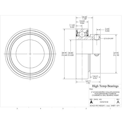 Picture of 2" 210 Eccentric Collar Locking Non-Greaseable Narrow Cylindrical Ball Bearing Insert