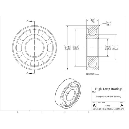Picture of 25mm 6305 Deep Groove Open Ball Bearing
