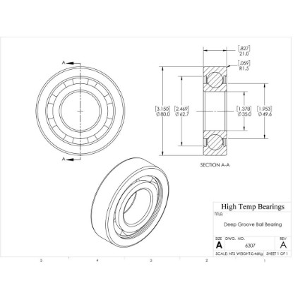 Picture of 35mm 6307 Deep Groove Open Ball Bearing